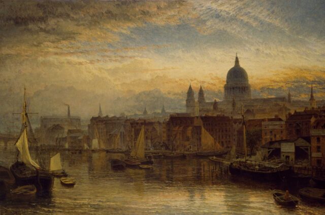 brown and white dome building near body of water painting