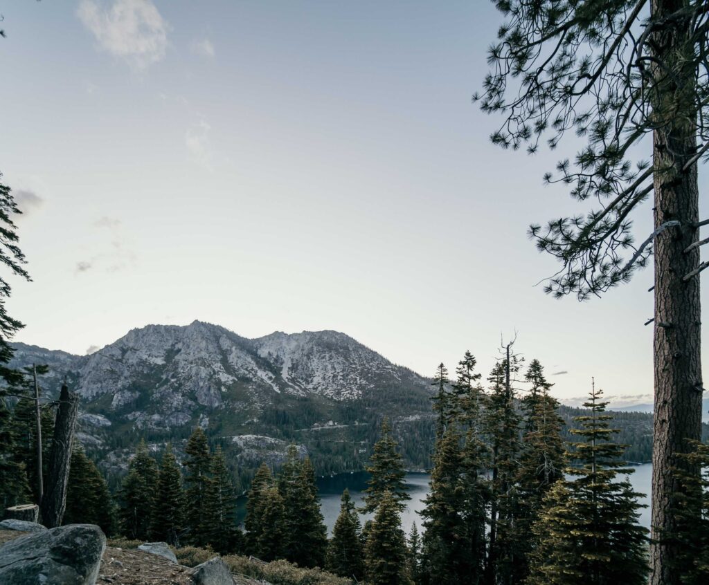 body of water across mountain
