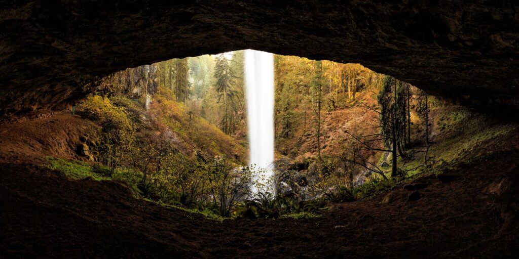 waterfalls in the middle of the forest during daytime