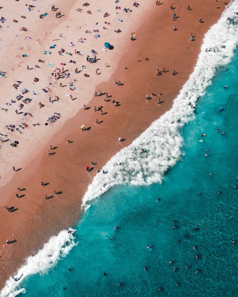 aerial photography of people on beach
