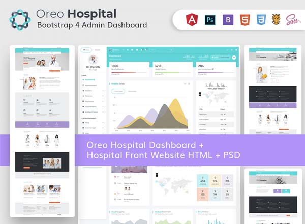 高端的医院官网响应式模板PSD和HTML+后台界面HTML皮肤套装下载
