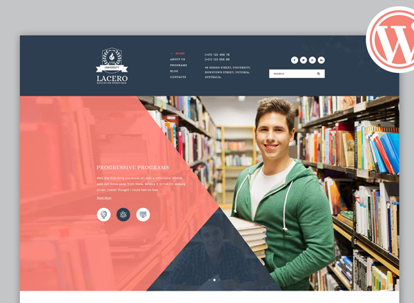 教育培训学校类 WordPress 主题 Lacero – Education & University WordPress Theme