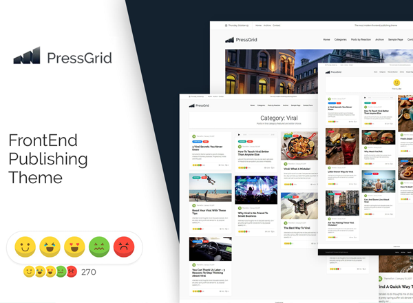 前端出版博客主题 PressGrid Frontend Publish Reaction & Multimedia