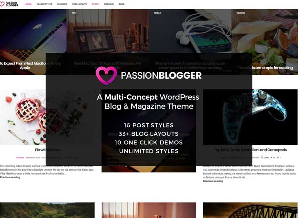 博客/杂志 WordPress 主题 Passion Blogger – A Responsive WordPress Theme