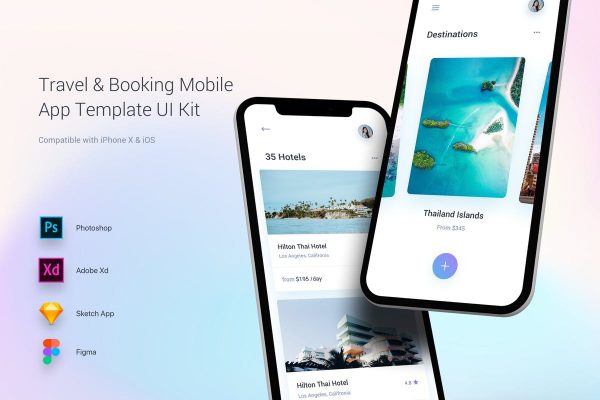 旅行&票务系统APP应用UI套件 Travel & Booking Mobile App Template UI Kit