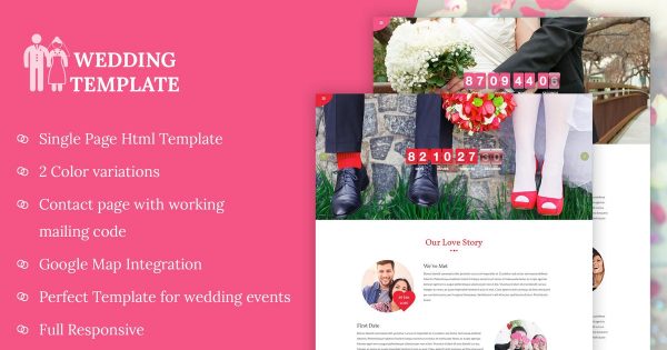 创意浪漫婚礼网站设计HTML模板下载 My Wedding – Wedding Invitation Template