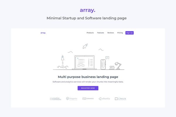 极简主义网站着陆页设计HTML模板 Array Minimal Landing Page Template