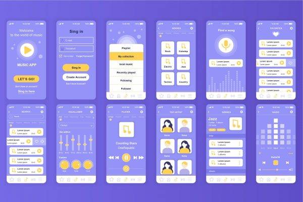 免费音乐APP开发设计UI套件 Music Mobile App UI Kit