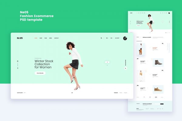 时尚女鞋电商网上商城PSD设计模板 Ne05 – Fashion Ecommerce PSD template