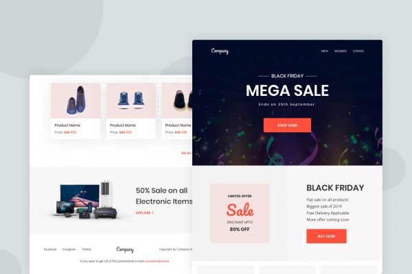 黒五购物节电商促销广告EDM邮件模板 Black Friday – Email Newsletter