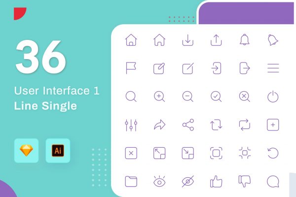 Line Senja图标系列：用户界面设计矢量线性图标2 Line Senja – User Interface 1
