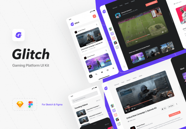 响应式游戏平台设计UI套件[Sketch,Fig]