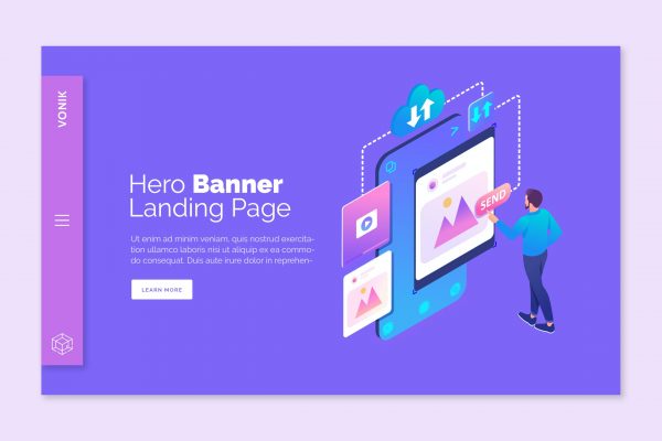 多媒体传输主题网站Banner图设计PSD模板 Vonik – Hero Banner Template