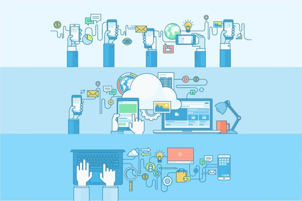 线性设计风格矢量概念插画Banner设计模板v7 Set of Line Concept Banners