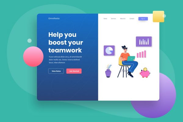 金融投资网站着陆页设计矢量插画 Financial Investment Landing page Illustration