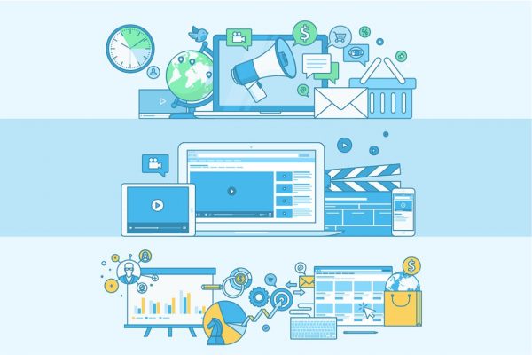 线性设计风格矢量概念插画Banner设计模板v4 Set of Line Concept Banners