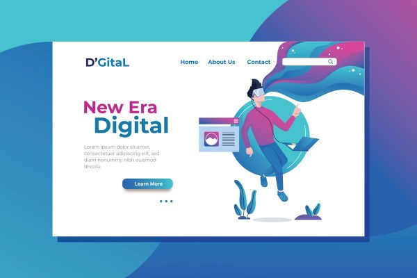 新纪元网站着陆页设计矢量插画 New Era Landing Page Illustration