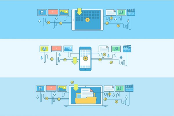 线性设计风格矢量概念插画Banner设计模板v9 Set of Line Concept Banners