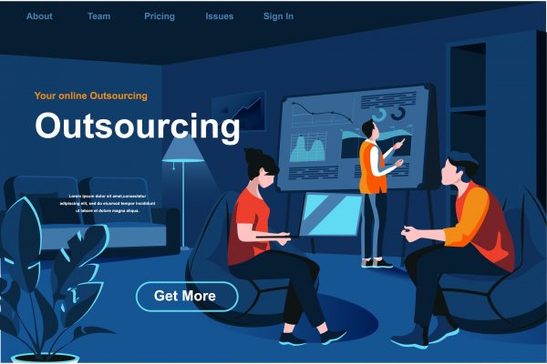 项目外包主题网站页面设计等距概念扁平插画 Outsourcing Isometric Web Page Flat Concept
