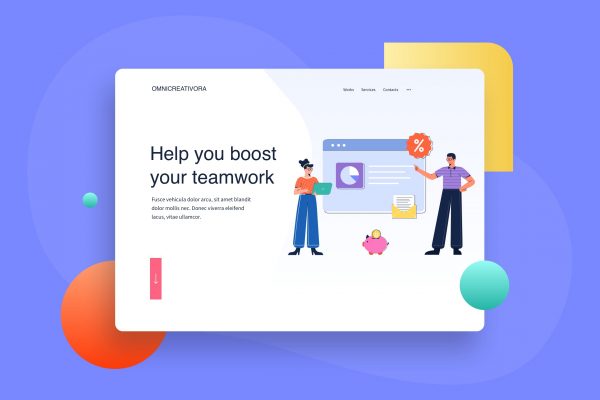 产品折扣网站着陆页设计矢量插画 Product Discount Landing Page Illustration