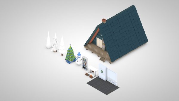 3D低多边形（Low Poly）圣诞趣味场景C4D素材下载 [C4D,3ds,fbx,obj]