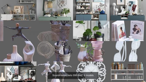 多种实用的室内设计静物组合3D模型打包下载[MAX,FBX,OBJ]